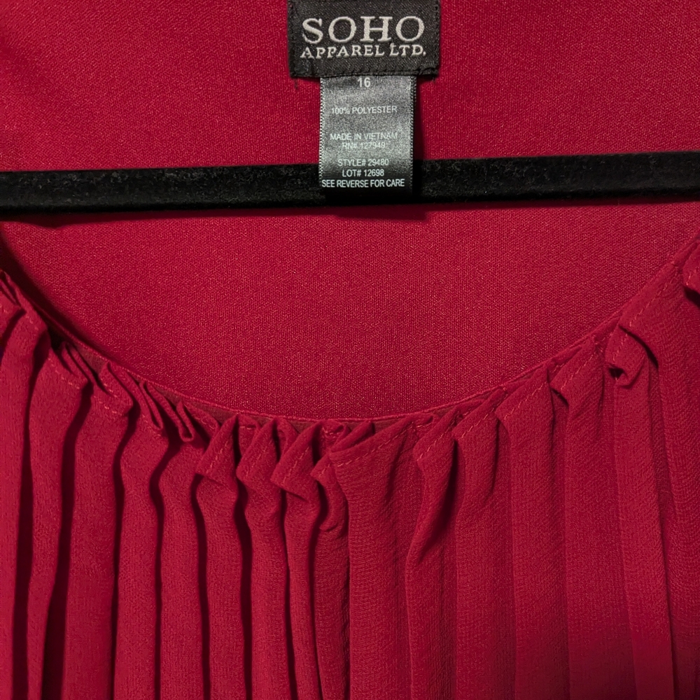 Soho Apparel Rich Red Pleated Dress